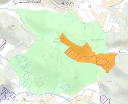 Menglon est en T2 avec prospection fine sur la zone tampon du foyer et en T0 avec prospection en autonomie sur le reste.png